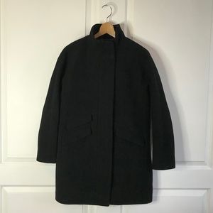 J. Crew Black Italian Stadium Cloth Wool Blend Cocoon Coat Size 6
